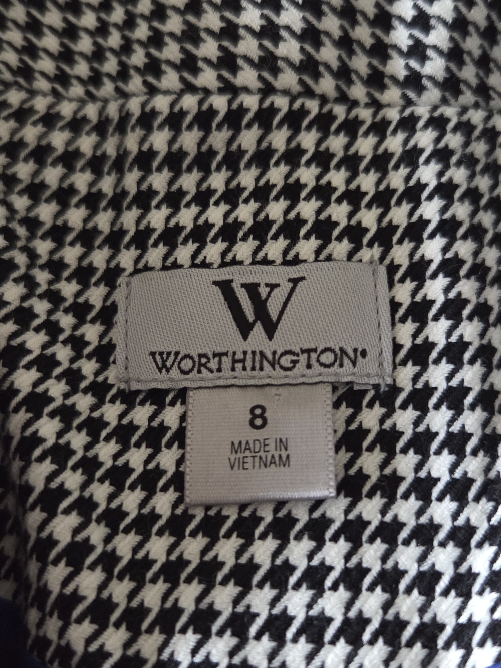 Worthington Women’s Size 8 Black White Houndstooth One Button Blazer Jacket - Picture 4 of 7